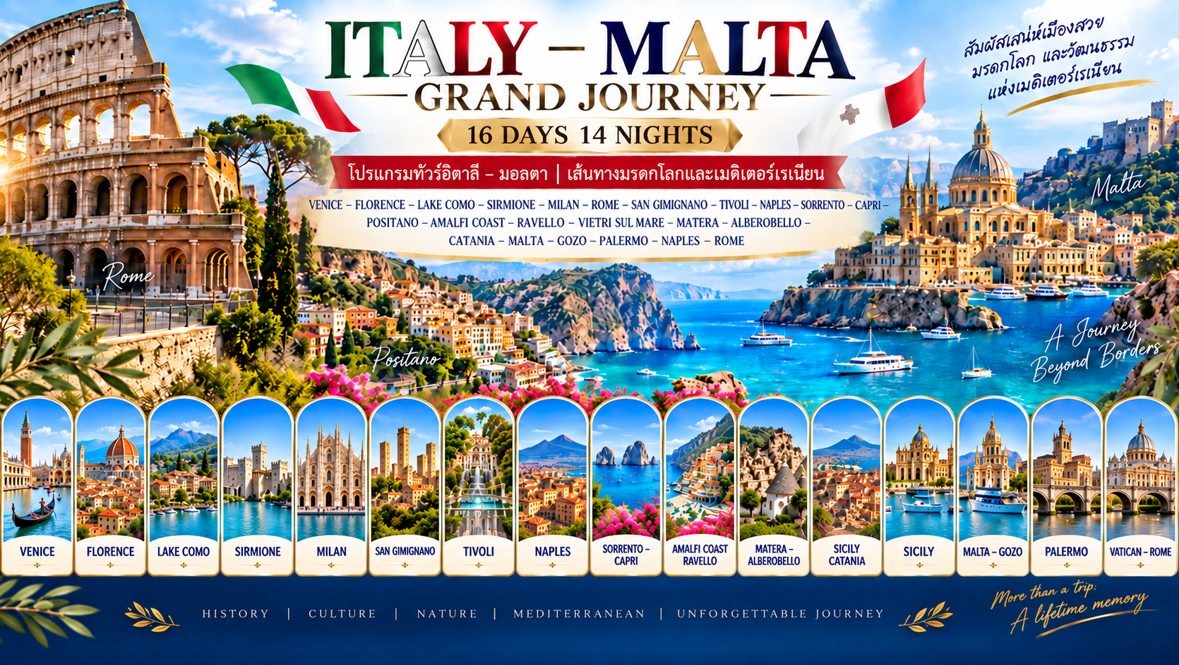 ITALY – MALTA GRAND JOURNEY 16D14N